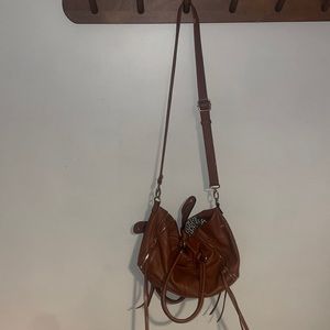 Deena & Ozzy brown adjustable over the shoulder tote.